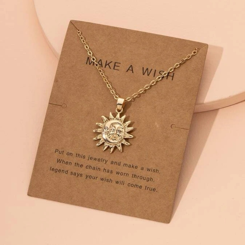 3/$30 NEW! Sun Make A Wish Necklace With Card Minimalist Dainty Boho